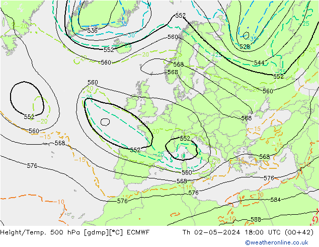 Z500/Rain (+SLP)/Z850 ECMWF Do 02.05.2024 18 UTC