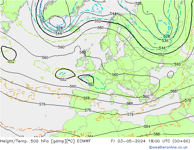 Z500/Rain (+SLP)/Z850 ECMWF Fr 03.05.2024 18 UTC