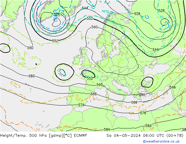 Z500/Yağmur (+YB)/Z850 ECMWF Cts 04.05.2024 06 UTC