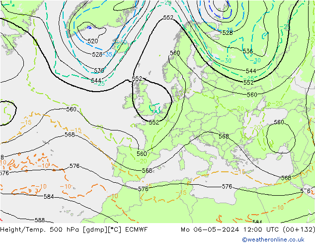 Z500/Rain (+SLP)/Z850 ECMWF Seg 06.05.2024 12 UTC