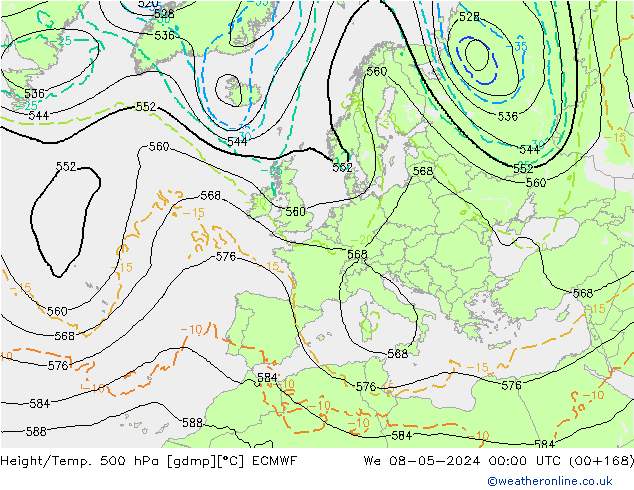 Z500/Yağmur (+YB)/Z850 ECMWF Çar 08.05.2024 00 UTC