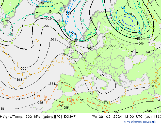 Z500/Rain (+SLP)/Z850 ECMWF We 08.05.2024 18 UTC