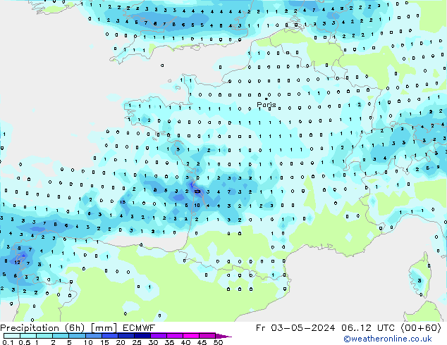 Z500/Rain (+SLP)/Z850 ECMWF Fr 03.05.2024 12 UTC