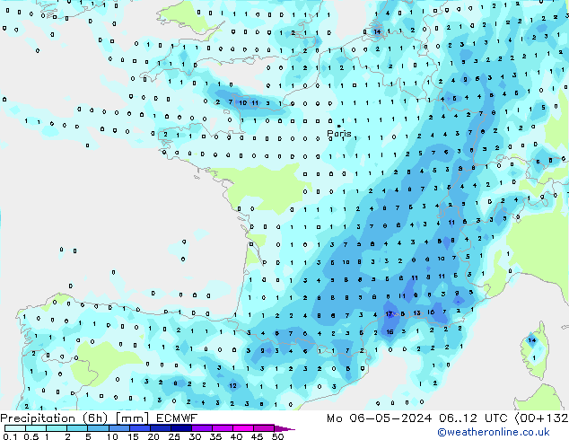 Z500/Rain (+SLP)/Z850 ECMWF пн 06.05.2024 12 UTC