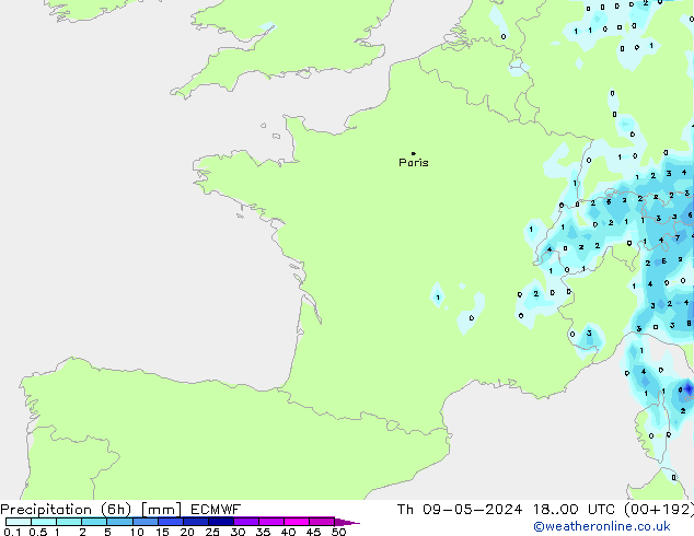 Z500/Rain (+SLP)/Z850 ECMWF Th 09.05.2024 00 UTC