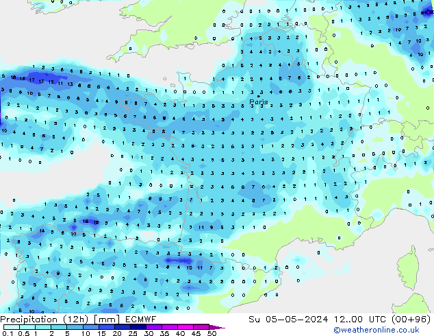 Précipitation (12h) ECMWF dim 05.05.2024 00 UTC