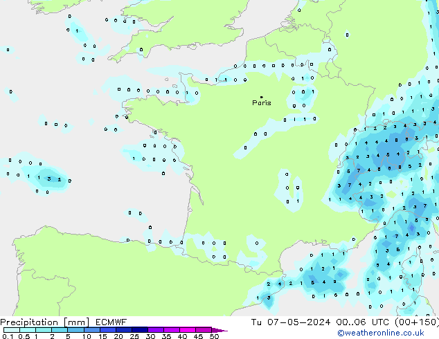 Précipitation ECMWF mar 07.05.2024 06 UTC