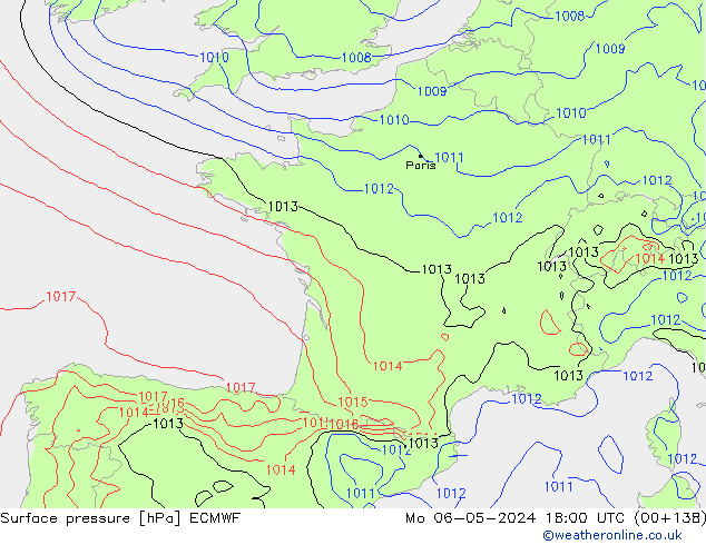 Surface pressure ECMWF Mo 06.05.2024 18 UTC