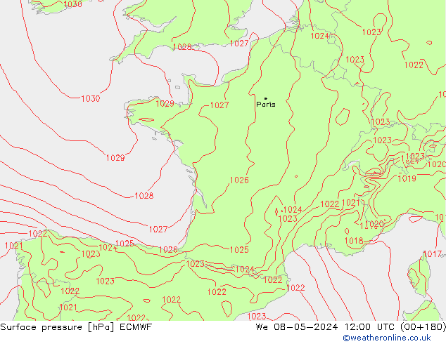 Yer basıncı ECMWF Çar 08.05.2024 12 UTC