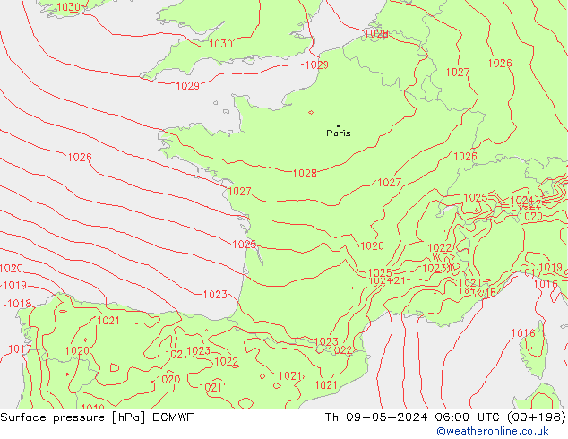 pression de l'air ECMWF jeu 09.05.2024 06 UTC