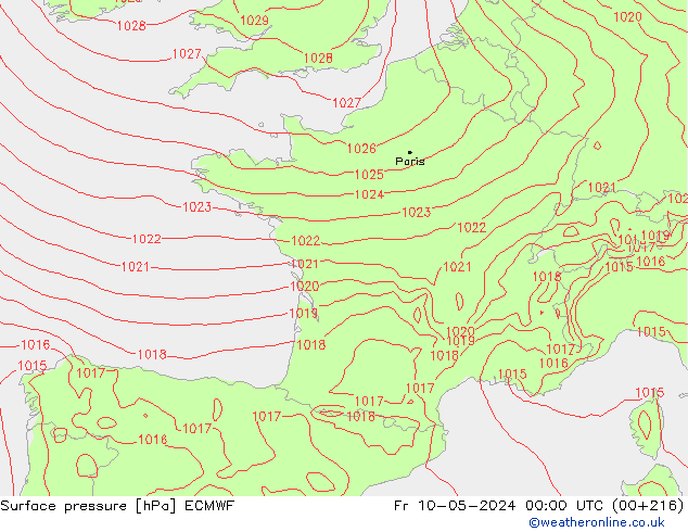 Yer basıncı ECMWF Cu 10.05.2024 00 UTC