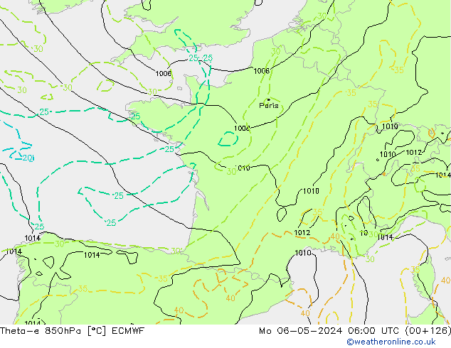 Theta-e 850hPa ECMWF Mo 06.05.2024 06 UTC