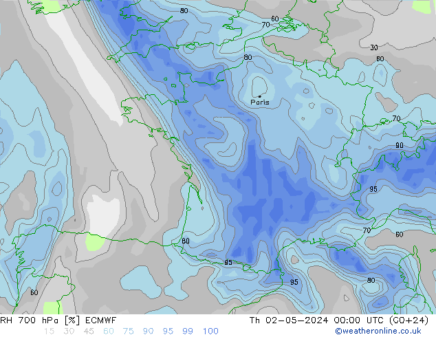 RH 700 hPa ECMWF Do 02.05.2024 00 UTC