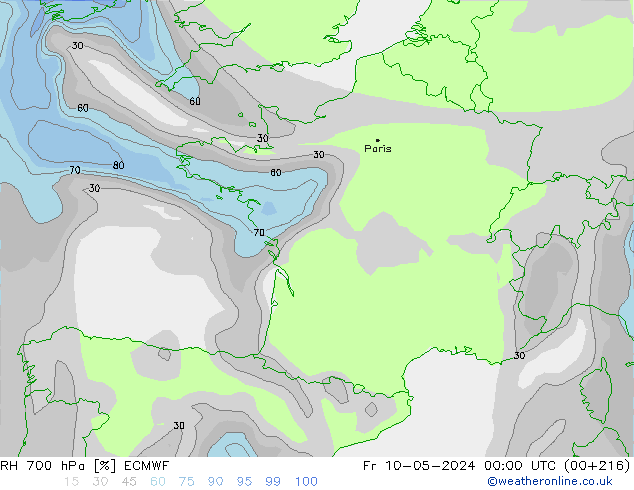 700 hPa Nispi Nem ECMWF Cu 10.05.2024 00 UTC