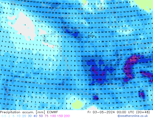 Nied. akkumuliert ECMWF Fr 03.05.2024 00 UTC