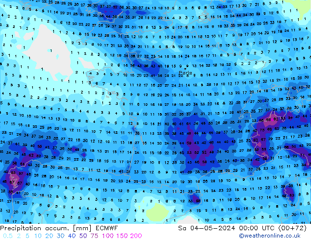 Precipitation accum. ECMWF Sa 04.05.2024 00 UTC