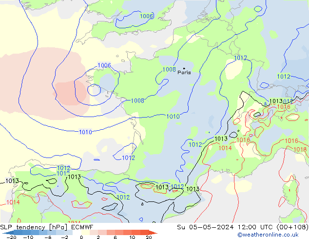 SLP tendency ECMWF Su 05.05.2024 12 UTC