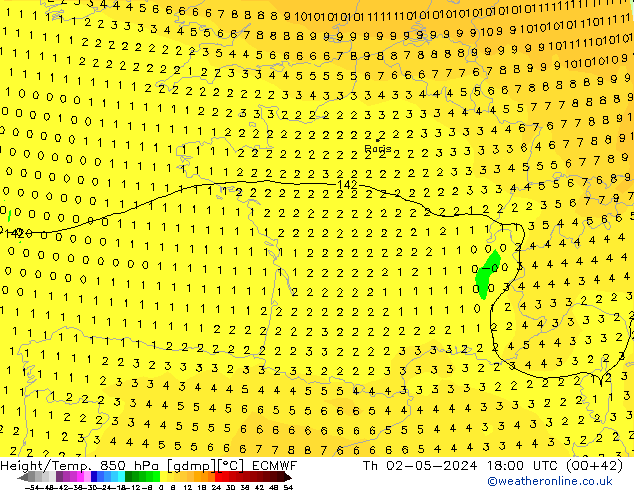 Z500/Rain (+SLP)/Z850 ECMWF jue 02.05.2024 18 UTC