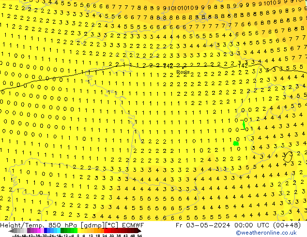 Height/Temp. 850 hPa ECMWF Fr 03.05.2024 00 UTC