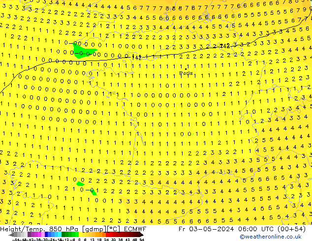 Z500/Rain (+SLP)/Z850 ECMWF Fr 03.05.2024 06 UTC