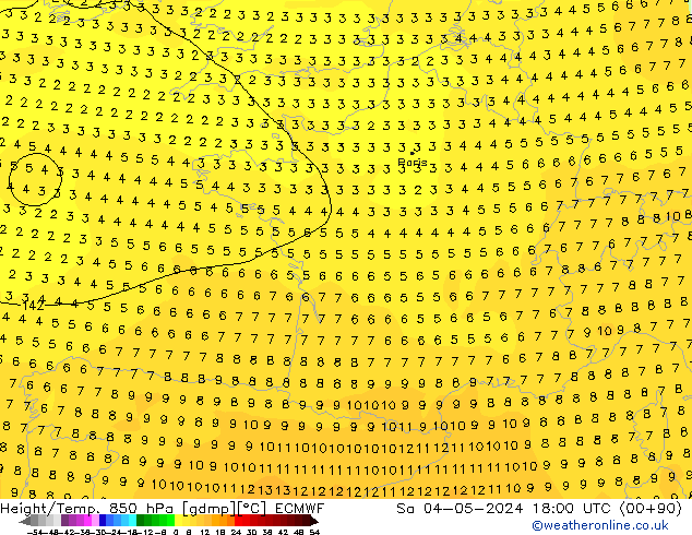 Z500/Rain (+SLP)/Z850 ECMWF Sa 04.05.2024 18 UTC