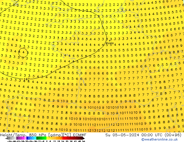 Z500/Regen(+SLP)/Z850 ECMWF zo 05.05.2024 00 UTC