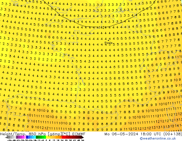 Z500/Rain (+SLP)/Z850 ECMWF lun 06.05.2024 18 UTC