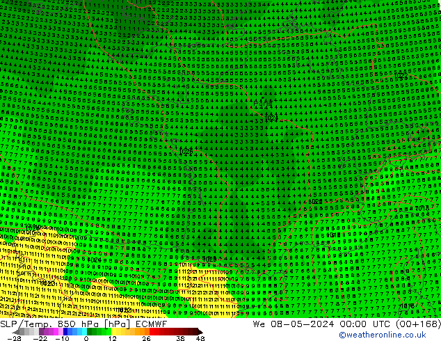 SLP/Temp. 850 hPa ECMWF We 08.05.2024 00 UTC