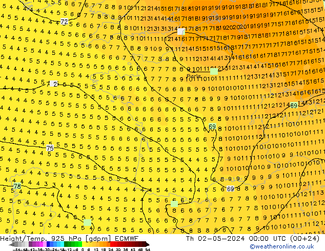 Height/Temp. 925 hPa ECMWF Do 02.05.2024 00 UTC