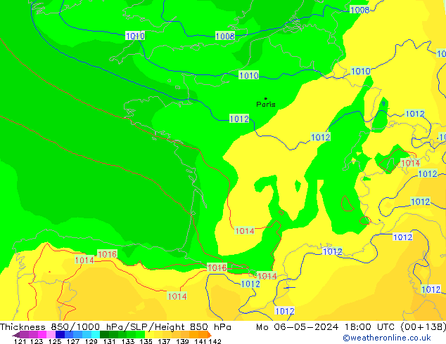 Thck 850-1000 hPa ECMWF Po 06.05.2024 18 UTC