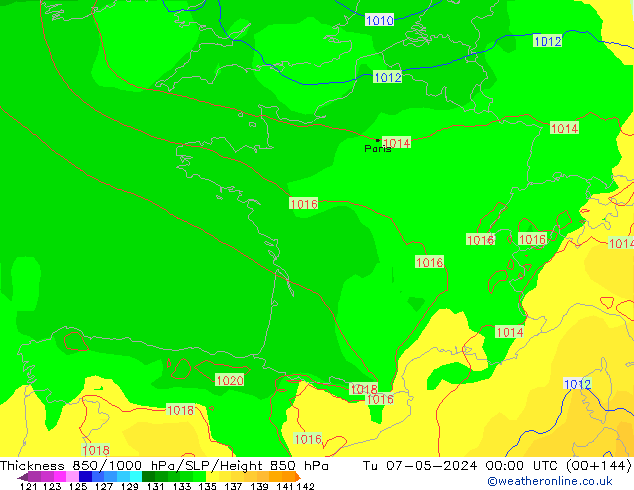 Thck 850-1000 hPa ECMWF mar 07.05.2024 00 UTC