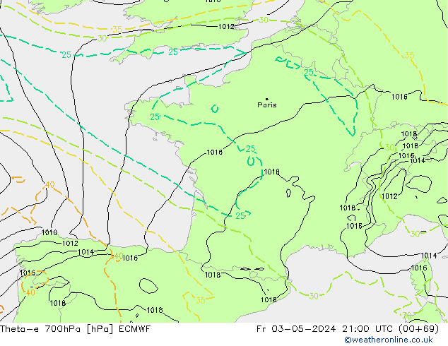 Theta-e 700hPa ECMWF pt. 03.05.2024 21 UTC