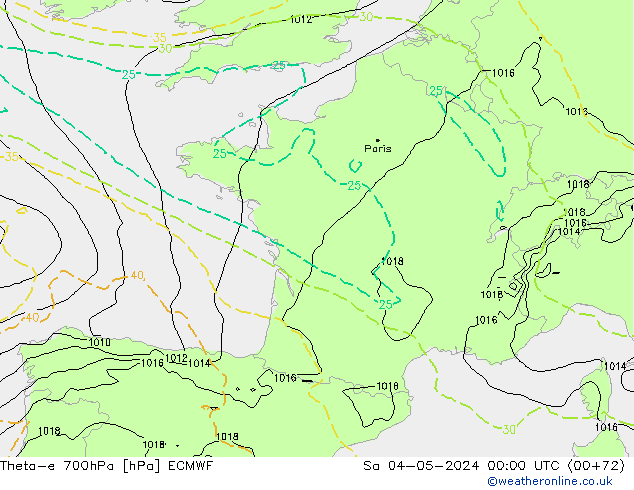 Theta-e 700hPa ECMWF so. 04.05.2024 00 UTC