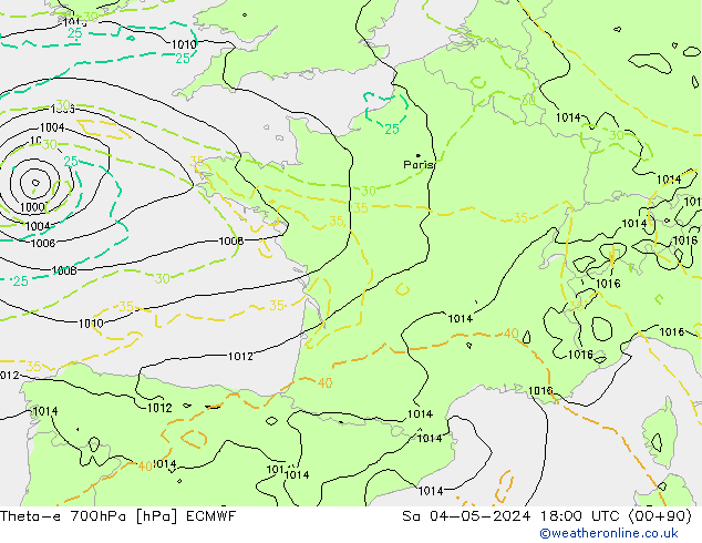 Theta-e 700hPa ECMWF  04.05.2024 18 UTC