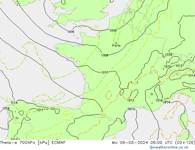 Theta-e 700hPa ECMWF  06.05.2024 06 UTC