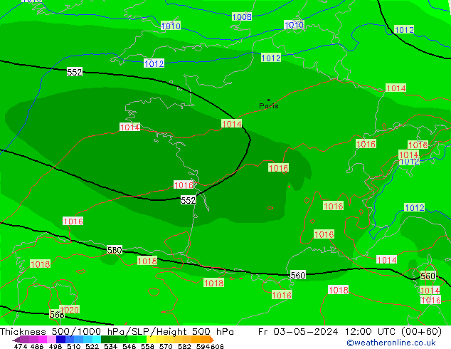 500-1000 hPa Kalınlığı ECMWF Cu 03.05.2024 12 UTC