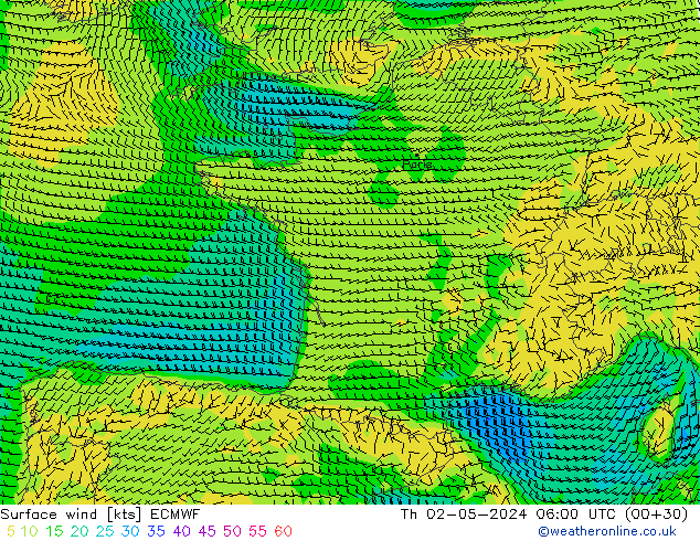 Surface wind ECMWF Th 02.05.2024 06 UTC