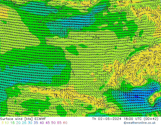 Wind 10 m ECMWF do 02.05.2024 18 UTC