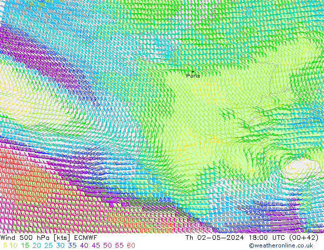 Wind 500 hPa ECMWF do 02.05.2024 18 UTC
