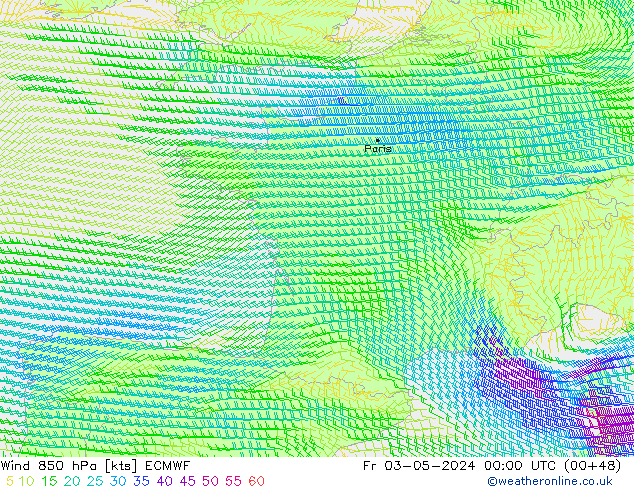 Wind 850 hPa ECMWF Fr 03.05.2024 00 UTC