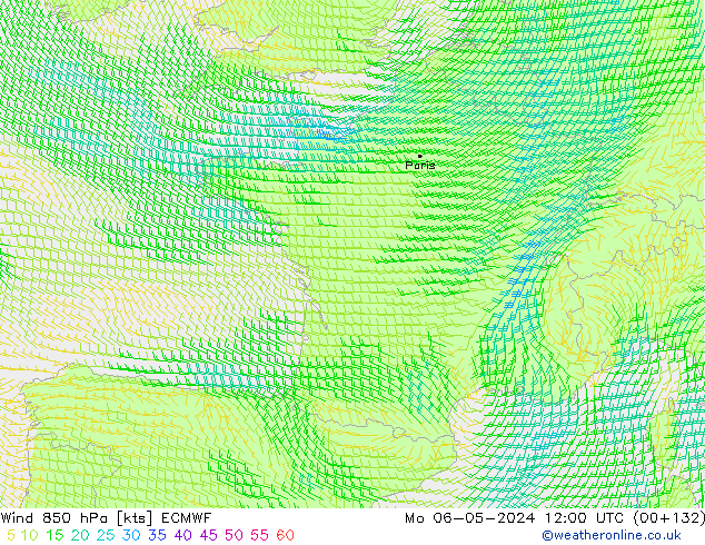 Wind 850 hPa ECMWF ma 06.05.2024 12 UTC