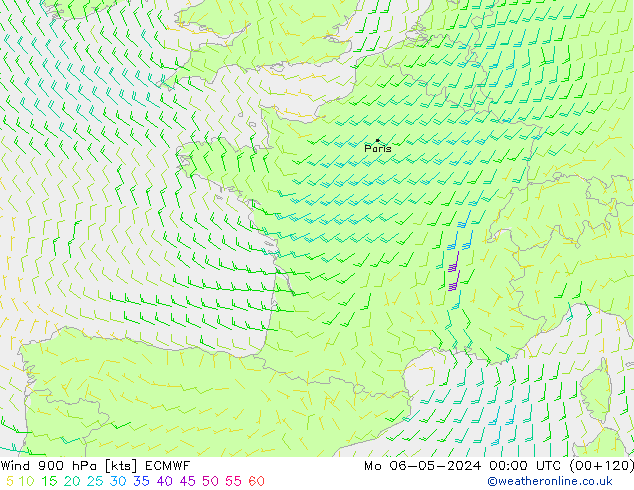 Wind 900 hPa ECMWF Mo 06.05.2024 00 UTC