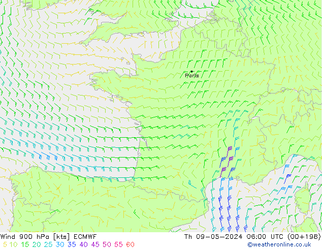 Wind 900 hPa ECMWF Do 09.05.2024 06 UTC