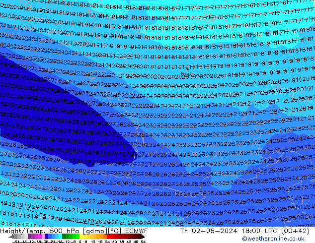 Z500/Rain (+SLP)/Z850 ECMWF jue 02.05.2024 18 UTC