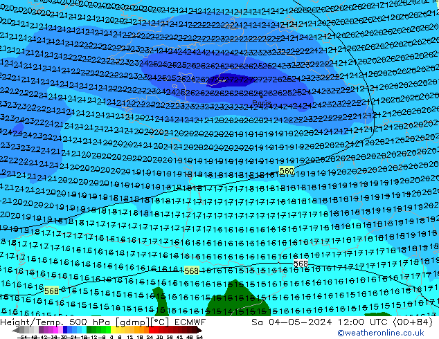 Z500/Rain (+SLP)/Z850 ECMWF sáb 04.05.2024 12 UTC