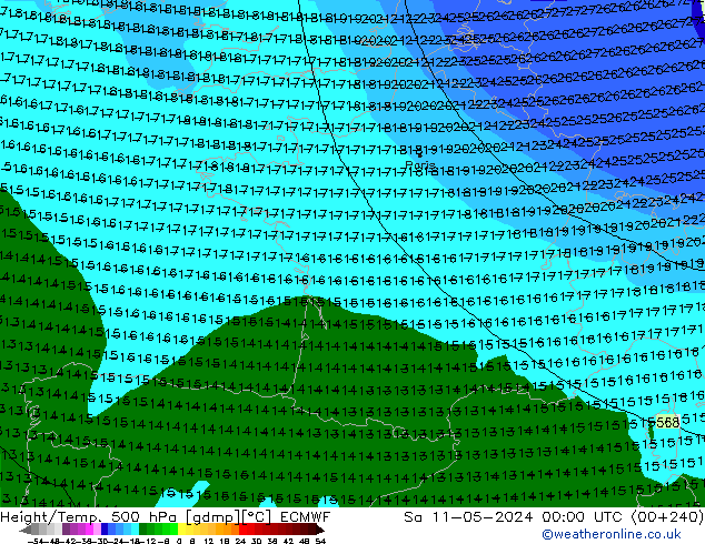 Height/Temp. 500 hPa ECMWF Sáb 11.05.2024 00 UTC