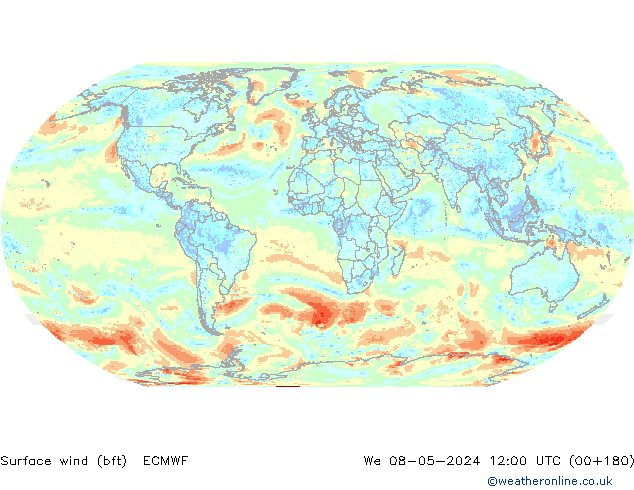 Bodenwind (bft) ECMWF Mi 08.05.2024 12 UTC