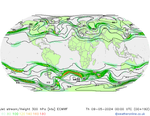 Corriente en chorro ECMWF jue 09.05.2024 00 UTC