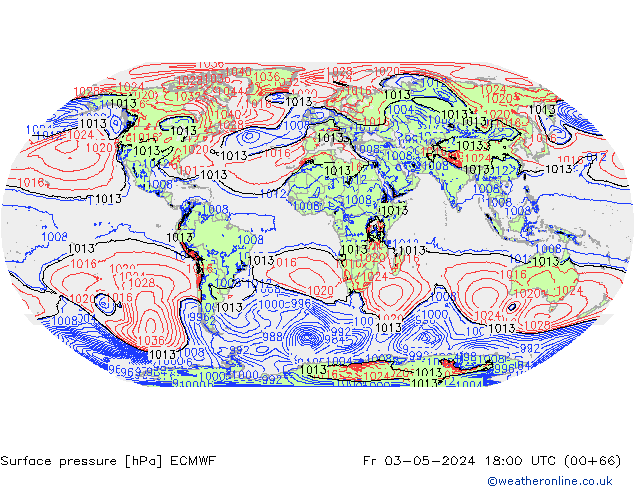 Pressione al suolo ECMWF ven 03.05.2024 18 UTC