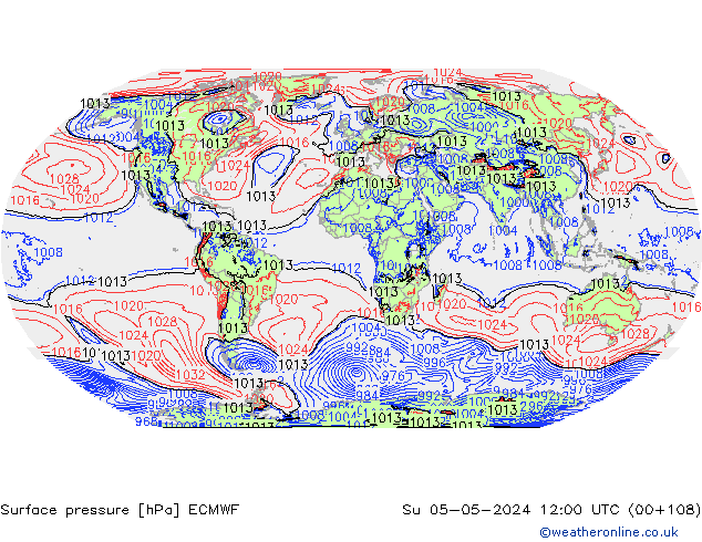 Surface pressure ECMWF Su 05.05.2024 12 UTC